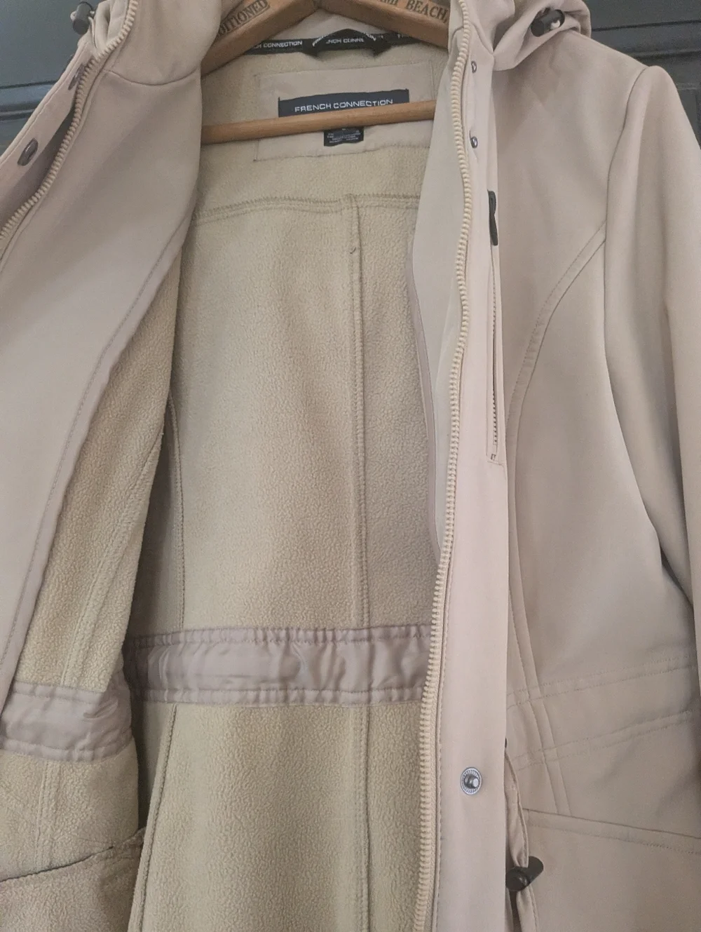 French Connection Softshell Anorak Women’s Hooded  Small Khaki - Picture 5 of 16